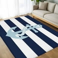 thumbnail image 4 of Navy Blue Stripe Nautical 6x9 Area Rugs, Aqua Anchor Summer Coastal Non-Skid Rubber Backing Large Rectangle Rugs - Living Room Bedroom Home Office, Indoor Floor Mat Carpets Washable Rug, 4 of 9