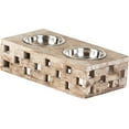 thumbnail image 3 of Huntley Pet Elevated Dog and Cat Double Bowl Feeder Stainless Steel Bowls (Berjen Block, Small), 3 of 13