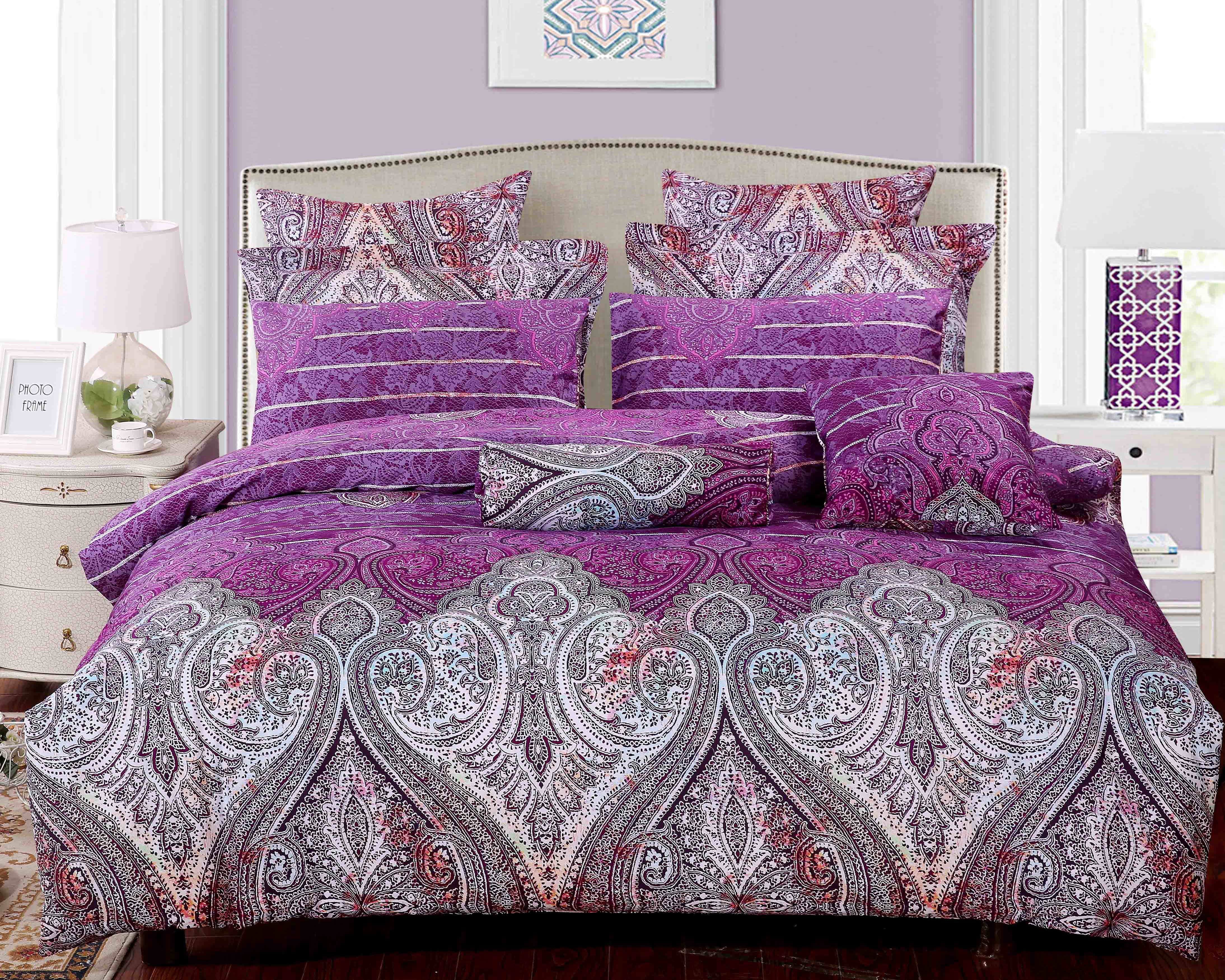 Swanson Beddings Purple Paisley 3-Piece Duvet Bedding Set: Duvet Cover and Two Pillow Shams (Queen) (Comforter is NOT included)