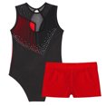 thumbnail image 4 of iixpin Kids Girls 2 Pieces Ballet Dance Outfits Sleeveless Gymnastic Leotard with Booty Shorts Set Athletic Tracksuit Red 14, 4 of 7