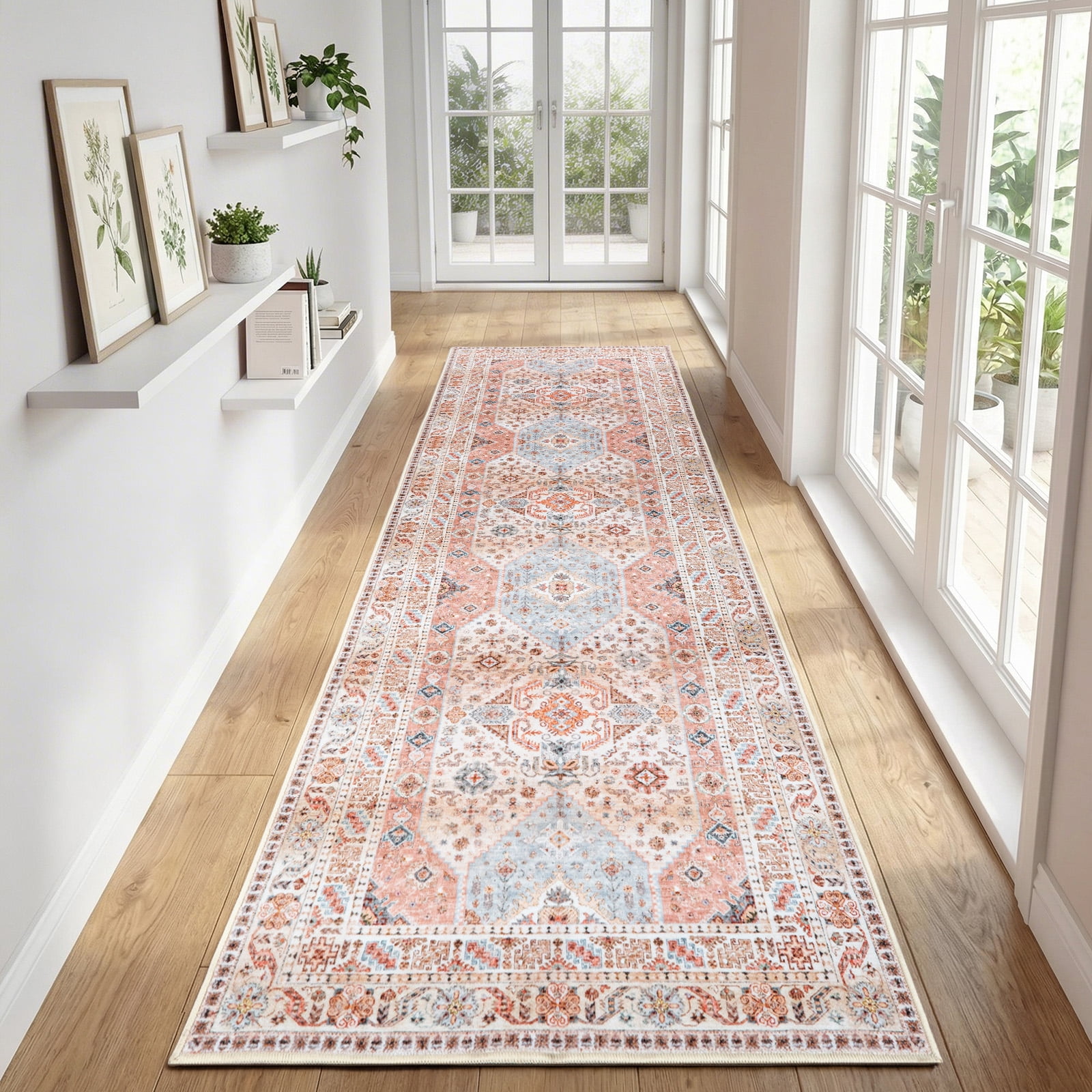 Wondiair 8x10 Cream Vintage Persian Area Rug, Machine Washable Non-Slip for Living Room, Bedroom & Dining Room