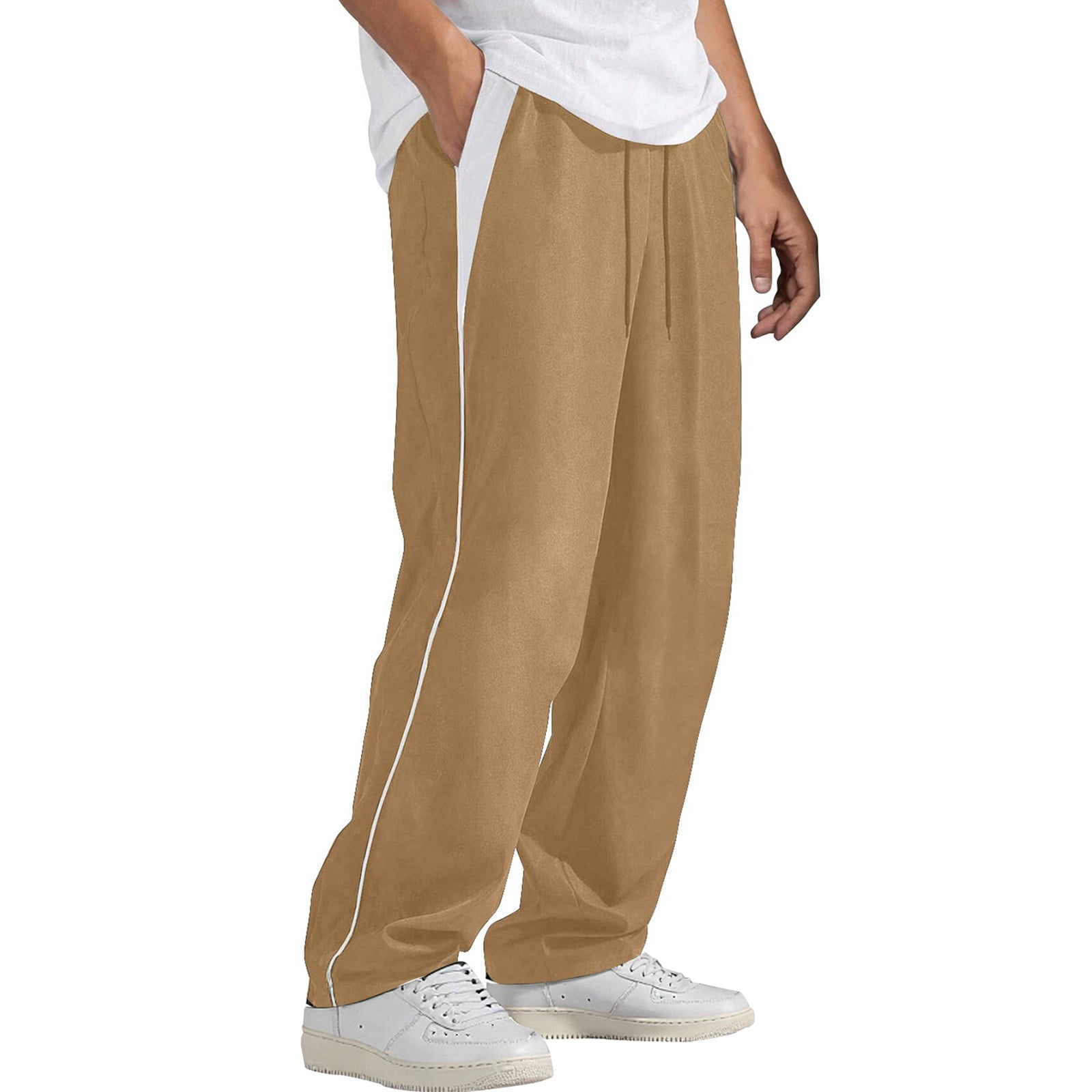 Pantalon de survêtement pour homme avec poches zippées, pantalon de jogging à jambe droite avec cordon de serrage, pantalon d'entraînement confortable, décontracté, pantalon de jogging pour le