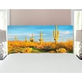 thumbnail image 1 of Saguaro Headboard, Sun Bath in Sonoran Desert Blooming Cactus Spring Time Vegetation Scenery, Upholstered Decorative Metal Bed Headboard with Memory Foam, Full Size, Marigold Blue Green, by Ambesonne, 1 of 4