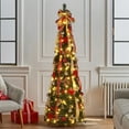 thumbnail image 2 of BGZLEU 6ft Pre lit Eject Christmas Tree with Lights, Pre-Decorated Artificial Pencil Xmas Tree Collapsible Christmas Tree Holiday Party Decorations (Red), 2 of 5