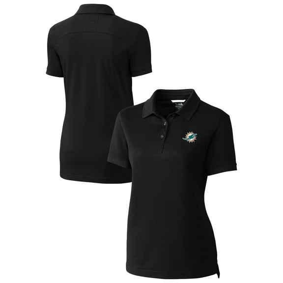 Women's Cutter & Buck Black Miami Dolphins DryTec Advantage Tri-Blend Pique Polo