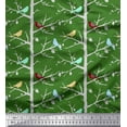 thumbnail image 1 of Soimoi Green Rayon Fabric Artistic Bird & Tree Print Sewing Fabric Yard 42 Inch Wide, 1 of 5