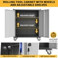 thumbnail image 2 of 35" Black Rolling Garage Storage Cabinet with Lock & Shelves, Heavy-Duty Metal Tool Organizer for Workshop, Home, Office, Warehouse, 2 of 8