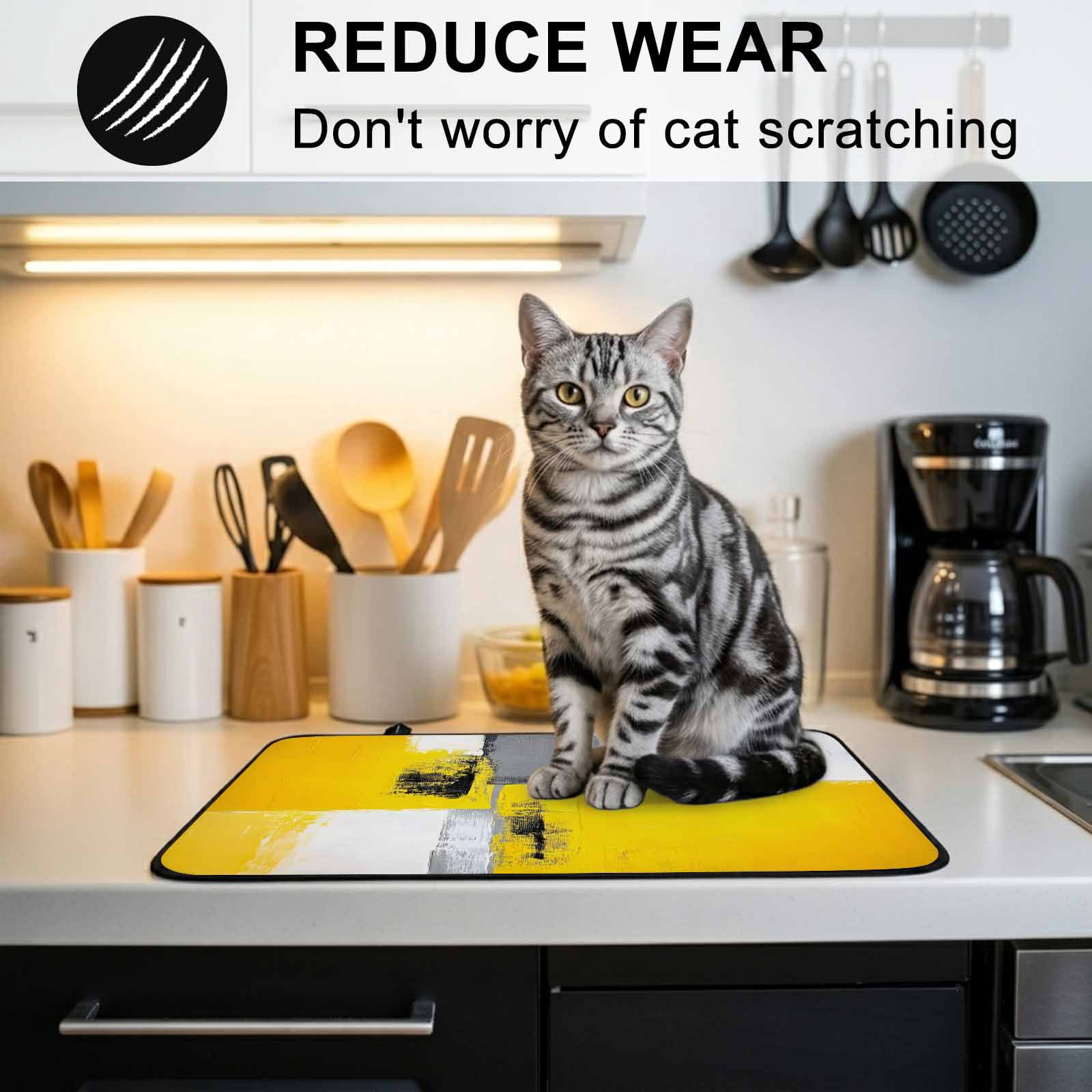 Oil Painting Yellow Grey Stove Top Cover for Electric Stove, Heat-proof & Non Slip Glass Top Stove Cover Protector, Abstract Modern Street Grunge Art Kitchen Flat Cooktop Rubber Mat 24x21 Inches