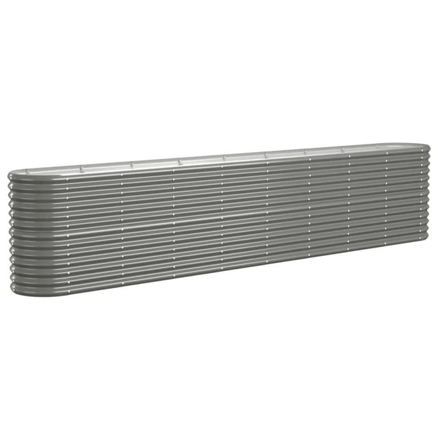 Cama elevada de jardín VidaXL de acero con recubrimiento en polvo gris 130,7 x 15,7 x 26,8 cm