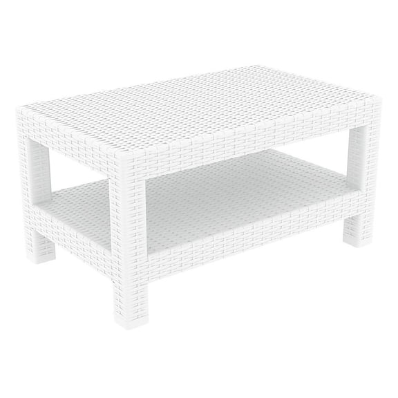 Rectangle Patio Coffee Table, White, Belen Kox