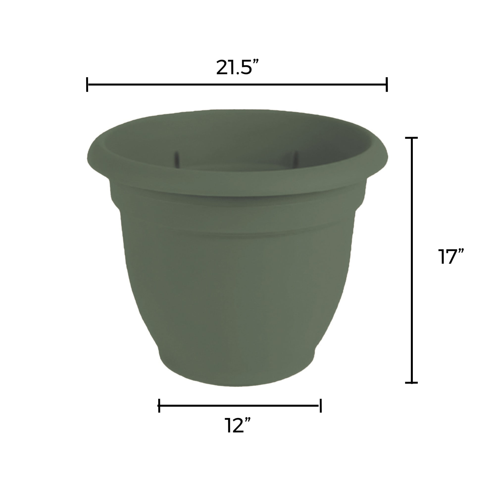 Bloem Ariana Pot Planter: 20" - Living Green - Durable Resin Pot, For Indoor and Outdoor Use, Gardening, Self Watering Disk Included, 11 Gallon Capacity