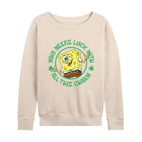 SpongeBob SquarePants - Who Needs Luck With This Charm - Women's Lightweight French Terry Long Sleeve Shirt