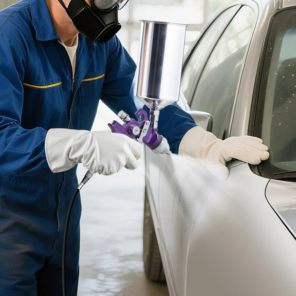 3-Piece Air Spray Gun Kit, Professional Auto Paint Spray Gun Set with 3 Nozzles (1/1.4/1.8mm), 3 Cups & Air Regulator, Gravity Feed Automotive Paint Sprayer for Primer, Topcoat & Touch-Up