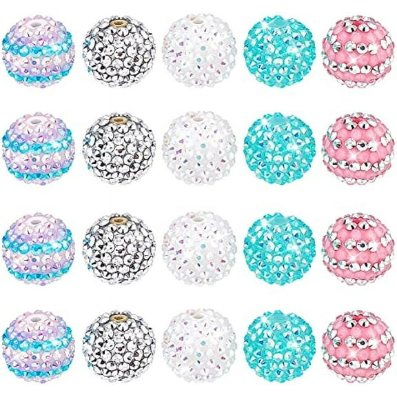 20pcs Chunk Beads 18mm Bubblegum Beads Resin Rhinestone Beads Acrylic Beads Large Loose Beads