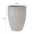 thumbnail image 4 of mdj pottery 1 Piece 17 Inch Large Ceramic Planter, Ceramic Indoor Plant Pots with Drainage, White Horizontal Ripples, Plant Pots for Indoor Outdoor, Doorway Decor for Monstera Fiddle Leaf Fig - White, 4 of 11