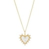 Brilliance Fine Jewelry Mother of Pearl Cubic Zirconia Heart Pendant in Sterling Silver and 14KT Gold Plate