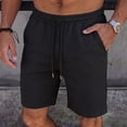thumbnail image 5 of USNSM Corduroy Shorts for Men Casual 9 Inch Inseam Shorts Beach Elastic Waist Drawstring Short Pants Vintage Work Short Pants with Pockets Black L, 5 of 9