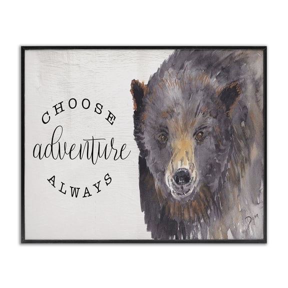 Stupell Industries Farmhouse Choose Adventure Always Bear Black Framed Giclee Art, 14 x 11, by Beverly Dyer