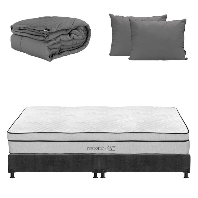 Colchón King Size Lipa + Box + Almohada 2Pack + Edredon Homy