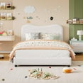 thumbnail image 4 of Blanca tamaño individual velvet forrado marco de cama con bouclé cabecero: heavy - duty de madera slats, noise - free, fácil montaje, 4 of 10