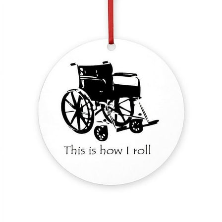 CafePress - Wheelchair -  Round Wood Ornament 4"