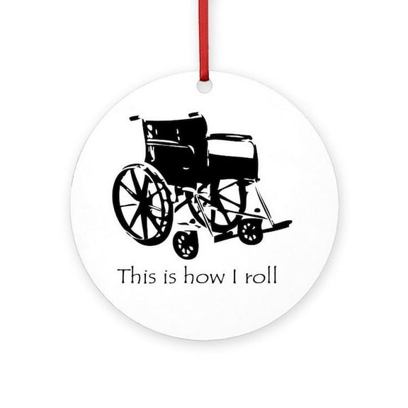 CafePress - Wheelchair - Round Wood Ornament 4"