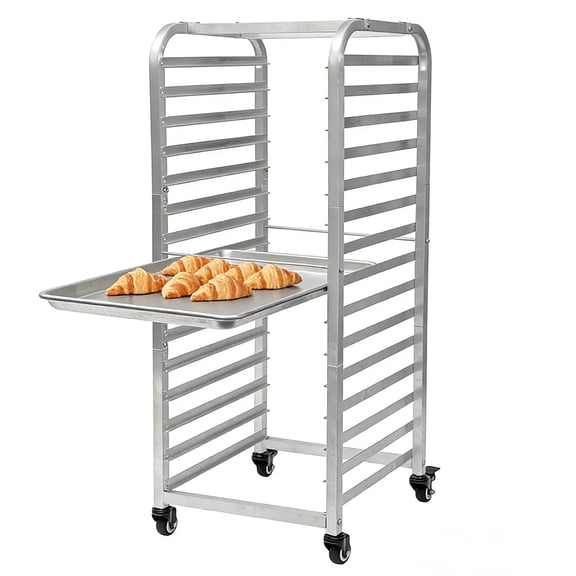 10-Tier Sheet Pan Rack, Bun Pan Rack, Aluminum Bakery Rack, Home Commercial Kitchen Bakery Cooling, 4 Wheels- for Kitchen & Bakery