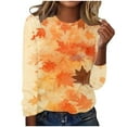 thumbnail image 2 of Craaazy Long Sleeve Shirts for Women Casual Crewneck Pullover Blouse Vintage Maple Leaf Print Loose Tops Gifts, 2 of 4
