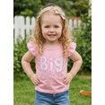 thumbnail image 4 of BemeyourBBs Toddler Baby Girl Big Sister T Shirt Outfit Kids Girl Summer Pink T-Shirt Casual Letter Patch Embroidered Crew Neck Flying Sleeve Pullover Tee Shirt Tops, 4 of 8