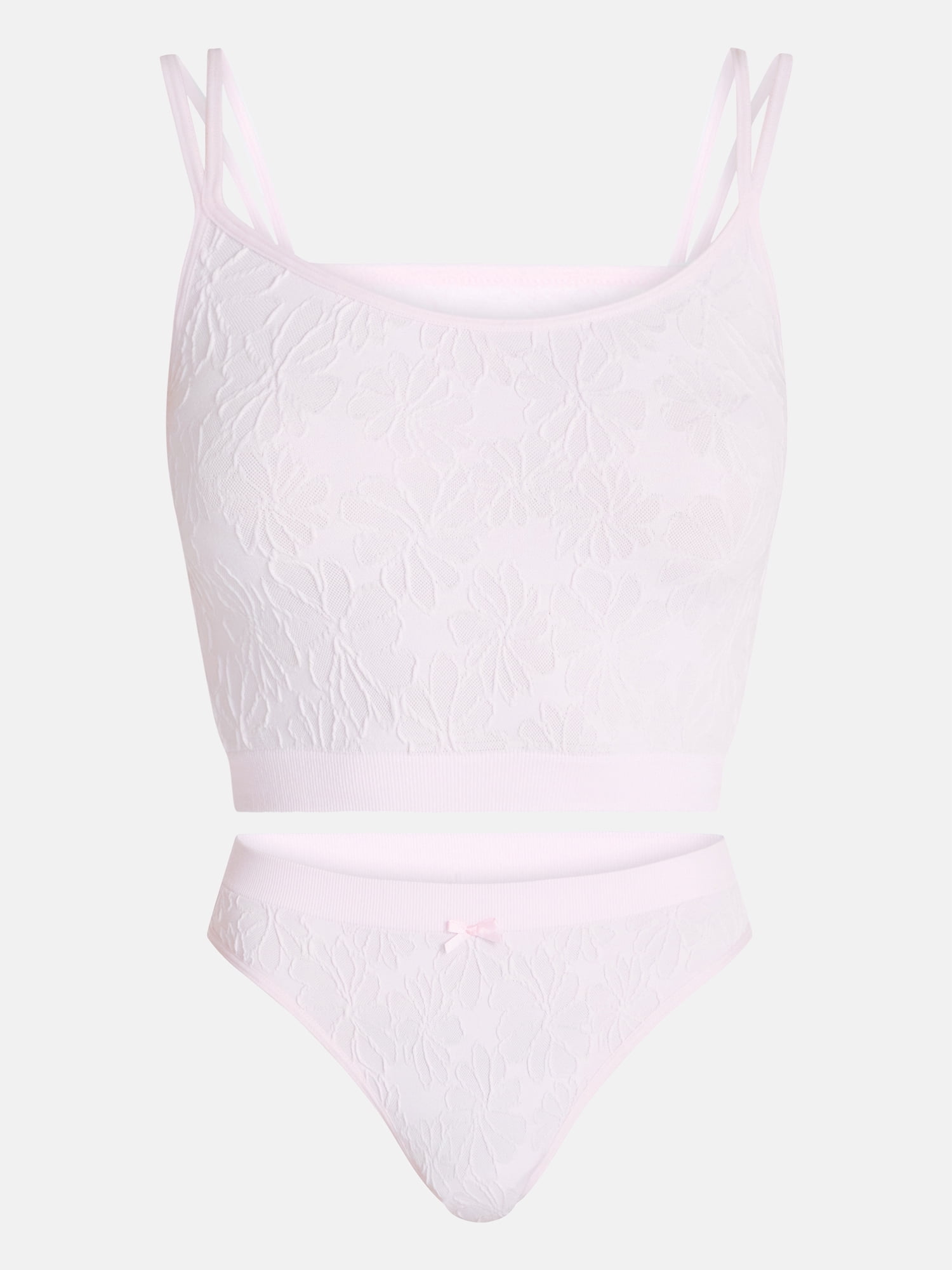 No Boundaries Seamless Cami Bra and Thong Panties Set, 2 Piece, Women's XS-XXXL
