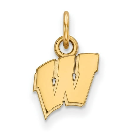 Sterling Silver & Gold Plated LogoArt University of Wisconsin Letter W Extra Small Pendant Charm