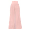 thumbnail image 6 of Wide Leg Pants for Women Casual Linen Palazzo Pants with Pockets Ladies Pull On High Waisted Beach Trousers, S, 6 of 7