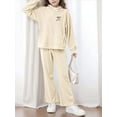 thumbnail image 2 of OYYN Girls Graphic Jogging Suits Sweatsuits 2 Piece Set Oversized Hoodie and Sweatpants Clothes (Beige 5-6 Years), 2 of 7