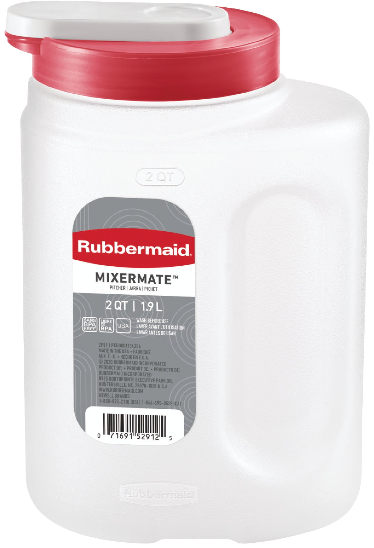 Rubbermaid Home Rubbermaid MixerMate Storage Bottle Pitcher 2 Qt., Clear
