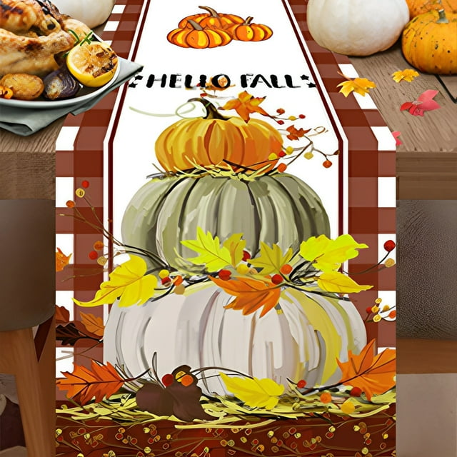 Thanksgiving Table Flag Linen Material Rectangular Table Decoration 183 cm x 33 cm Wrinkle Free Machine Washable