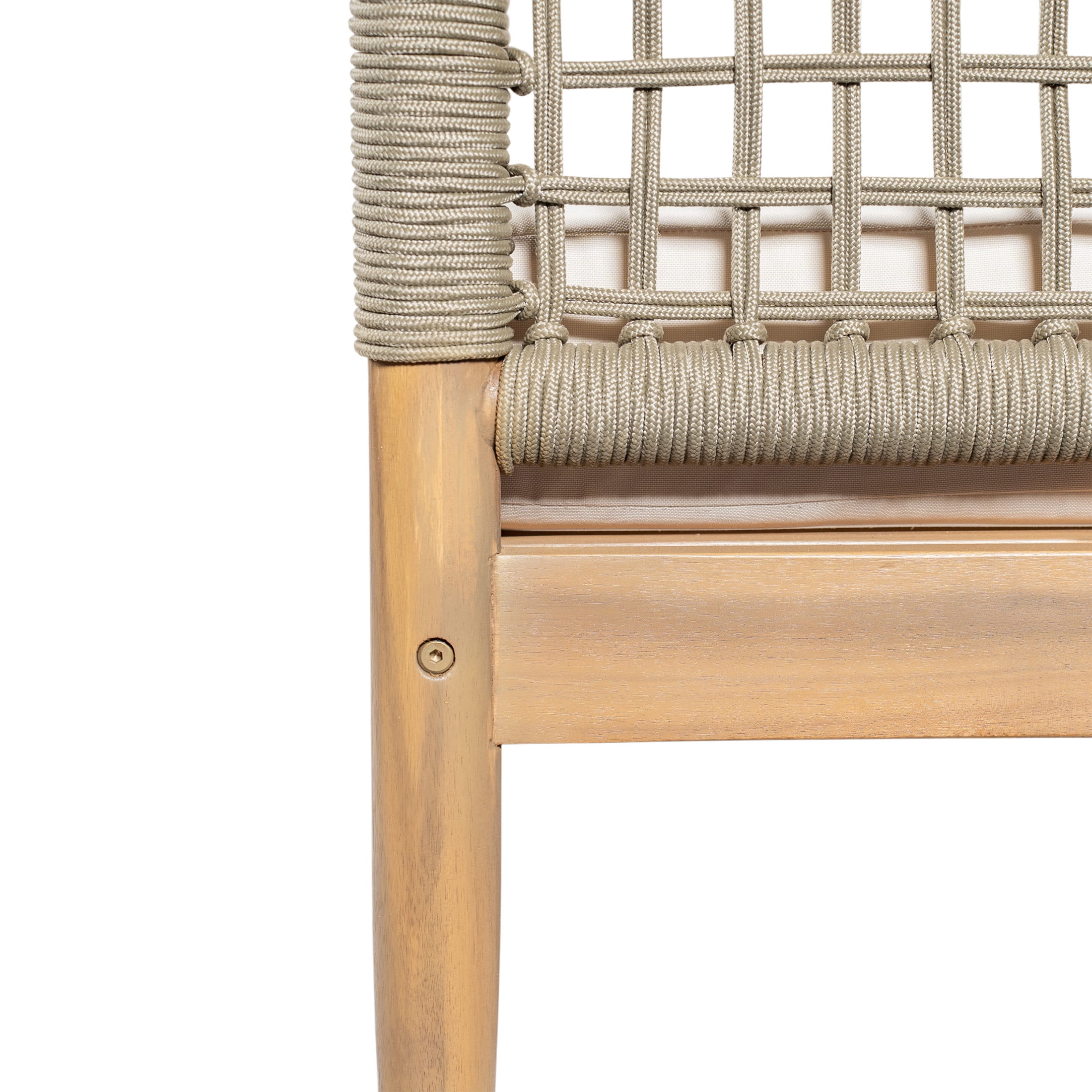 Christopher Knight Home Modern 3-Seater Outdoor Sofa, Patio Bench with Rope Woven Arms, Beige Cushions