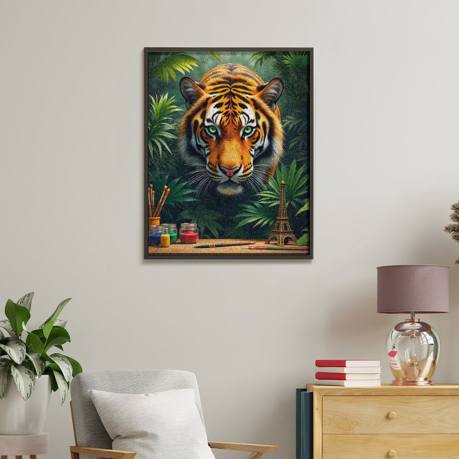 Paint By Numbers Kit for Adults Beginner - Tiger Jungle Art Supplies Scene DIY Canvas Painting Kits for Adults, Frameless Paint By Number for Adults for Home Wall Decor 16x20 Inch
