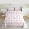 thumbnail image 2 of jejeloiu Gothic Damask Pattern Full Size Comforter Sets,Lovely Bowtie Bow Bedding Comforter Set,White Pink Bedding Sets For Adults,Breathable Home Decor Reversible,3 Pieces, 2 of 8
