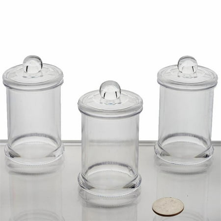 Square Plastic Jars BalsaCircle Clear 12 pcs 6 oz Plastic Favors Jars with Lids - Wedding Reception Party Buffet Catering Tableware ()