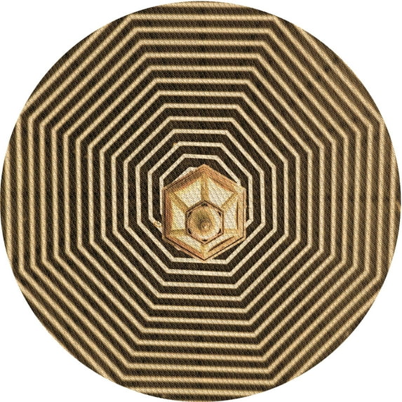 Ahgly Company Indoor Round Patterned Bakers Brown Area Rugs, 5' Round