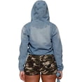 thumbnail image 4 of Women'S Half Zip Denim Hoodie Pullover Jackets Jean Tops Light Blue S, 4 of 6