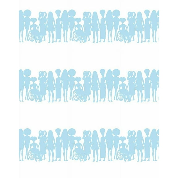 Fashionista Silhouettes Stripe Removable Vinyl Wallpaper by Barbie - Baby Blue