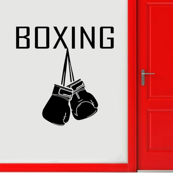 Boxing Gloves Logo Wall Decal Sports Sticker Home Gym Interior Decorations Fighting Art Fight Club Decor Removable Sticker 42x43cm