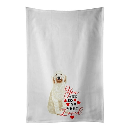 

Doodle Cream #6 so Loved White Kitchen Towel Set of 2 19 in x 28 in