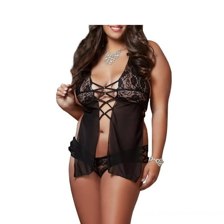 esafio Sheer Cutout Sling Jumpsuit Women Lace Sexy Fun Bodysuit Wrap Teddy Babydoll XXL