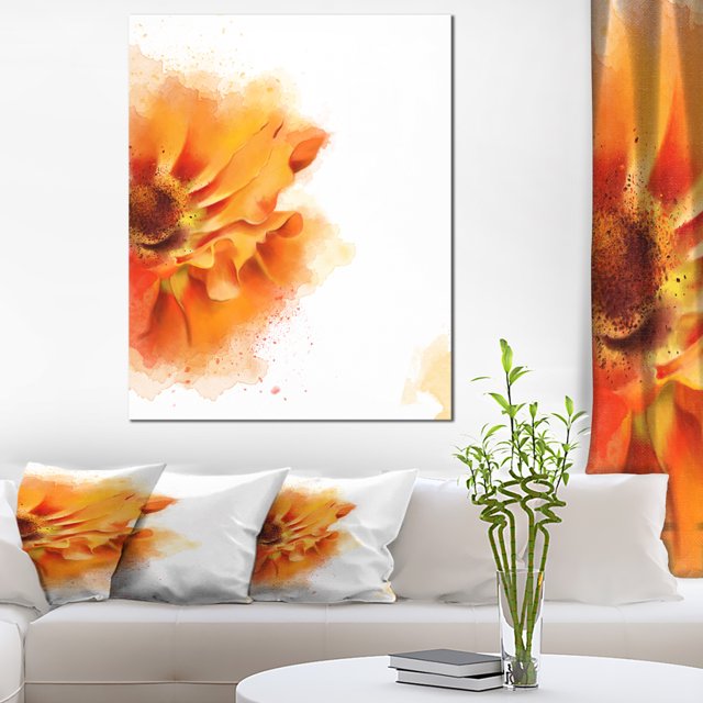Beautiful Yellow Flower Watercolor - Flowers Canvas Wall Artwork