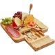 thumbnail image 1 of Tabla de quesos de bambú y juego de cuchillos ideal para servir queso, galletas, salami y comida 33 cm x 33 cm x 3,5 cm, 1 of 4