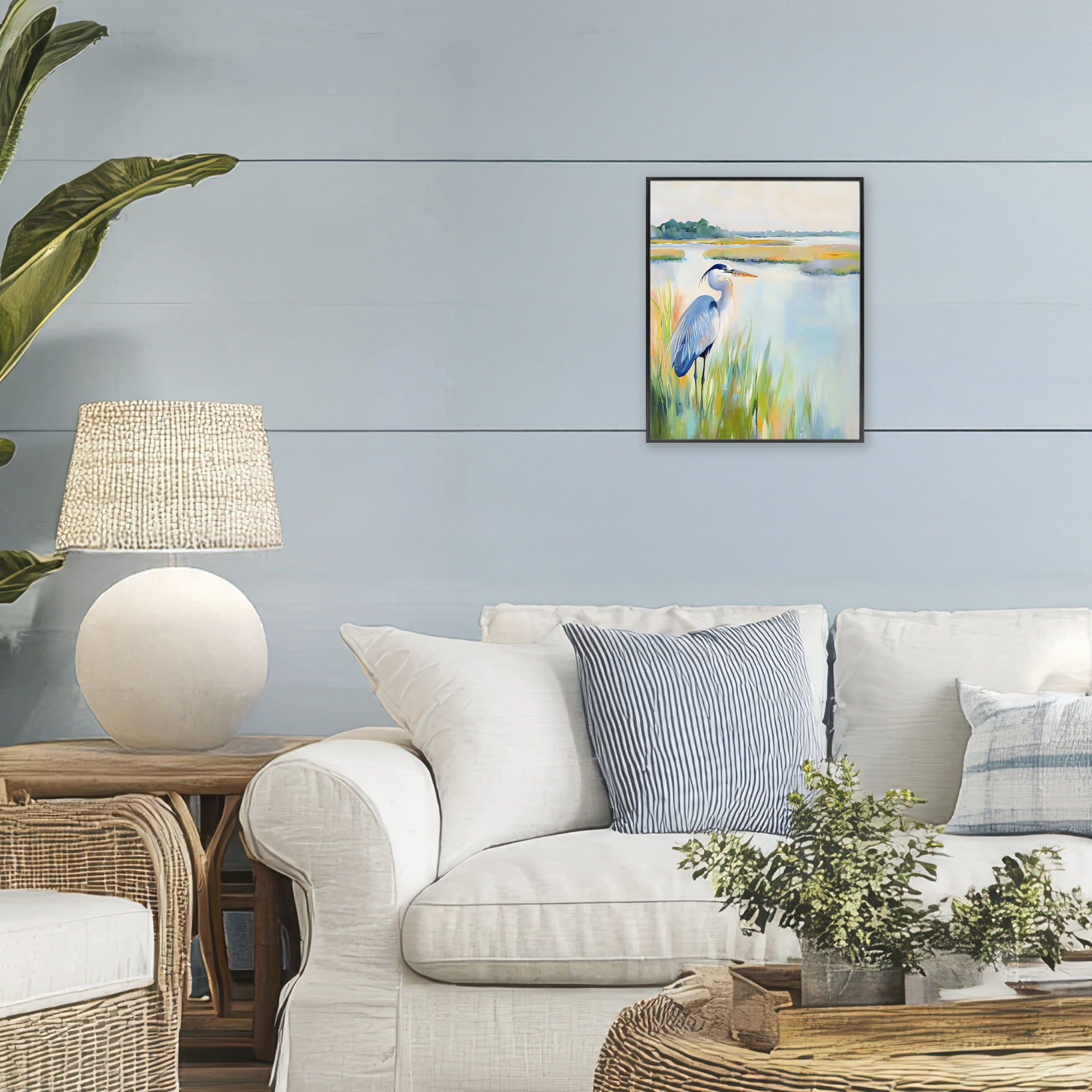Stupell Industries Heron Perched in the Grass Black Framed Giclee Art, design by Creative Studio