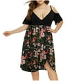 thumbnail image 1 of Bigersell Prom Dresses for Teens Women Plus Size V-Neck Floral Print Short Sleeve Boho Dress Party Dress Bridesmaid Dresses Regular Mini Dresses, Style 36158, Multicolor 4XL, 1 of 7