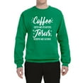 thumbnail image 2 of Wild Bobby, Coffee Gets Me Started Jesus Keeps Me Going Inspirational/Christian Unisex Crewneck Graphic Sweatshirt, Kelly, Large, 2 of 5